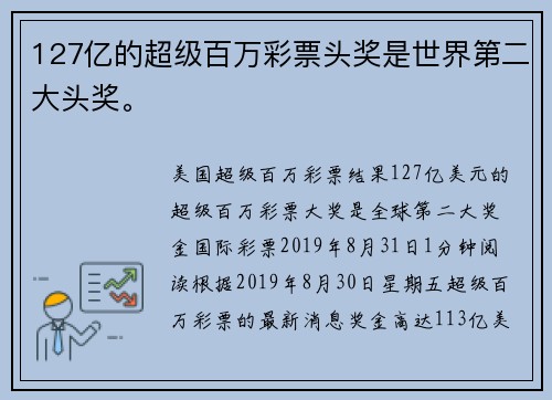 127亿的超级百万彩票头奖是世界第二大头奖。